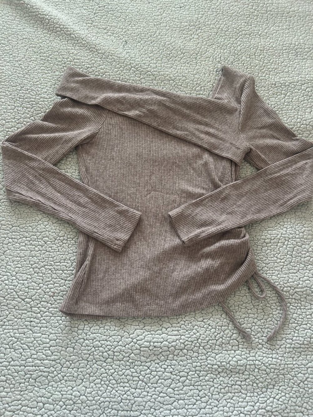 White House Black Market -- light brown off the shoulder long sleeve sweater